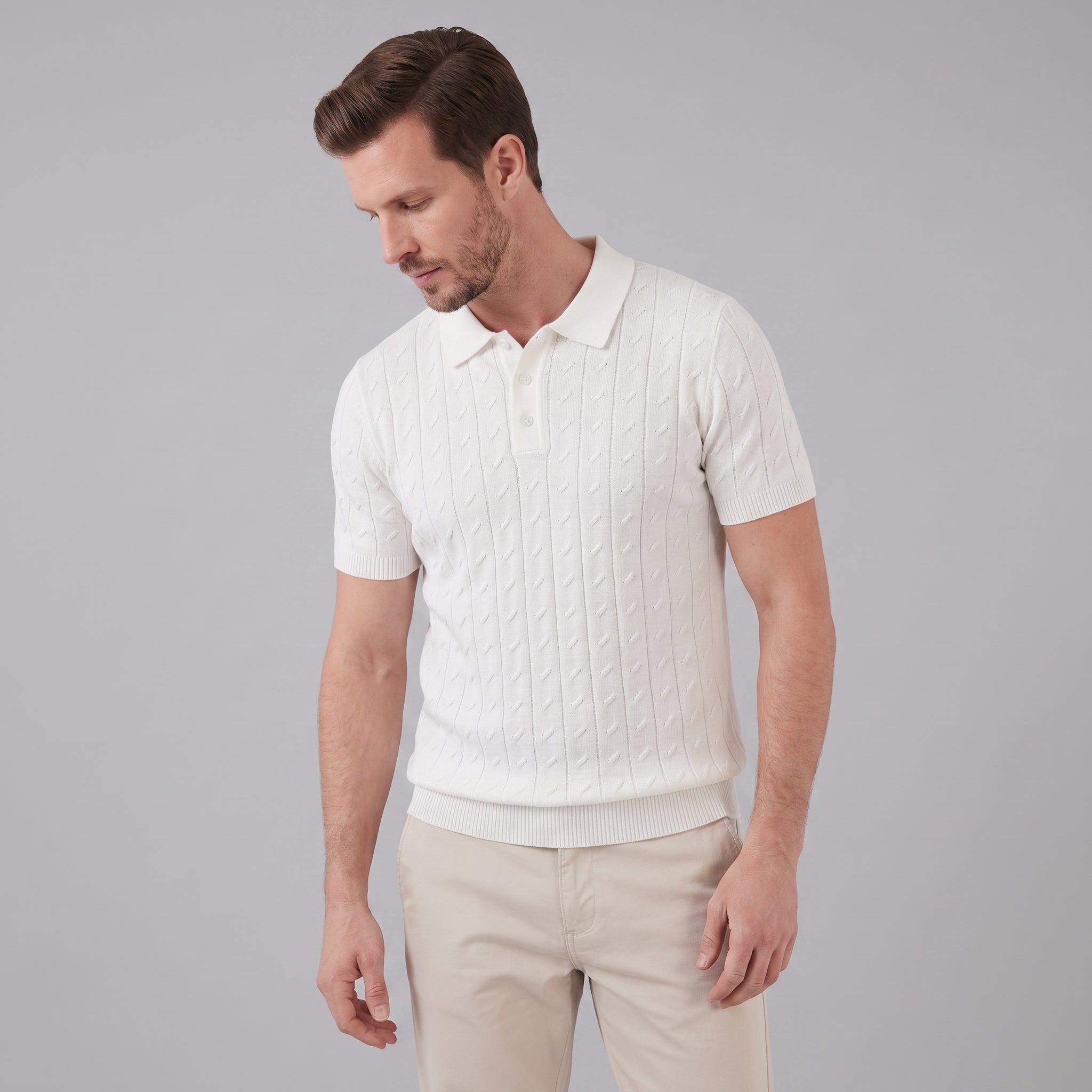 Poloshirt Heren Textured Knit Casual Zomer