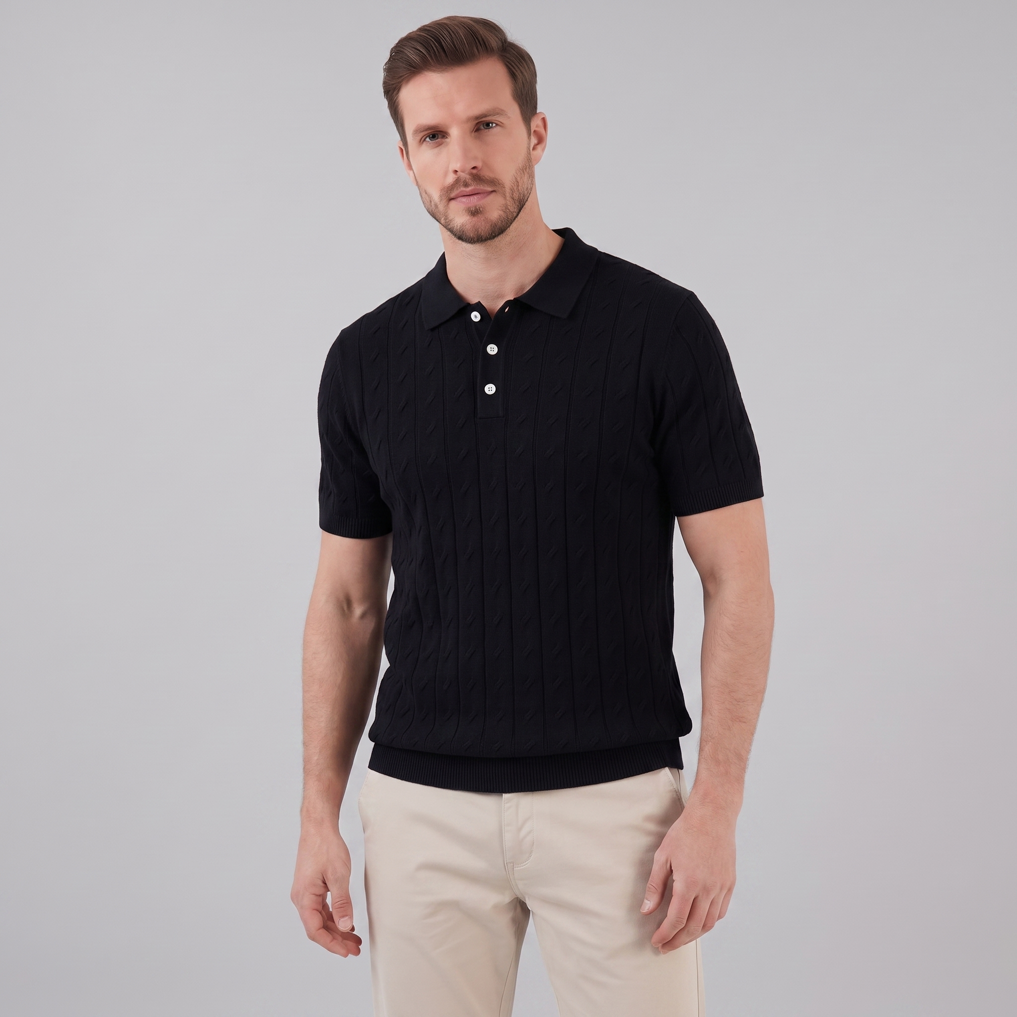 Poloshirt Heren Textured Knit Casual Zomer