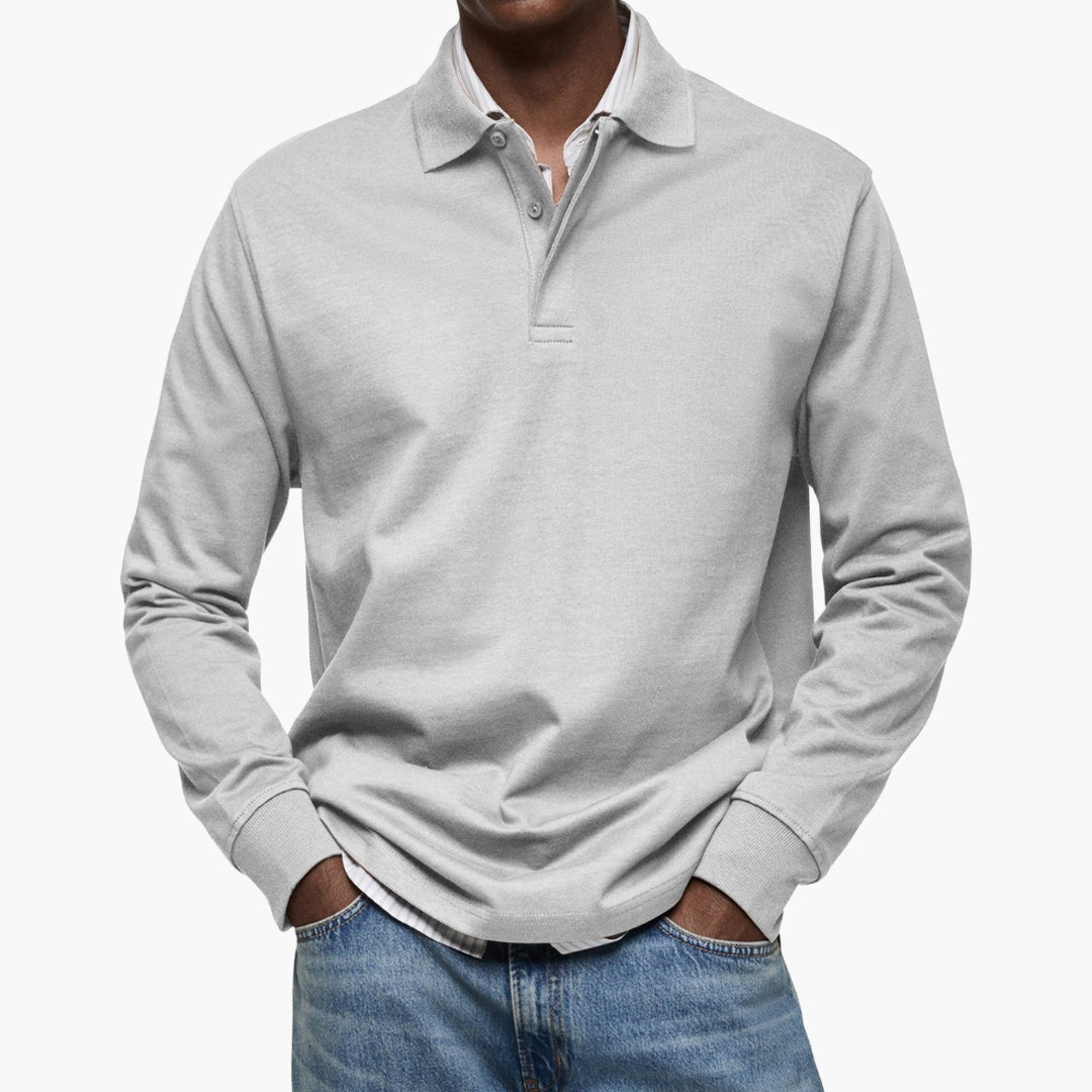 Poloshirt voor Heren met Lange Mouwen en Katoenmix