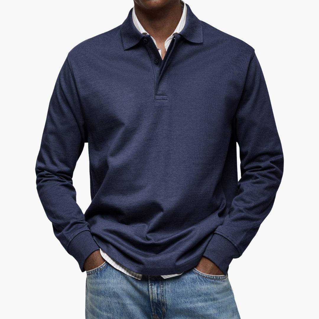 Poloshirt voor Heren met Lange Mouwen en Katoenmix