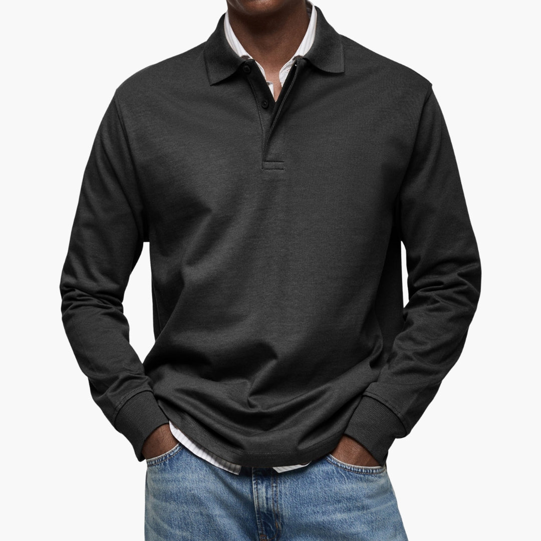 Poloshirt voor Heren met Lange Mouwen en Katoenmix