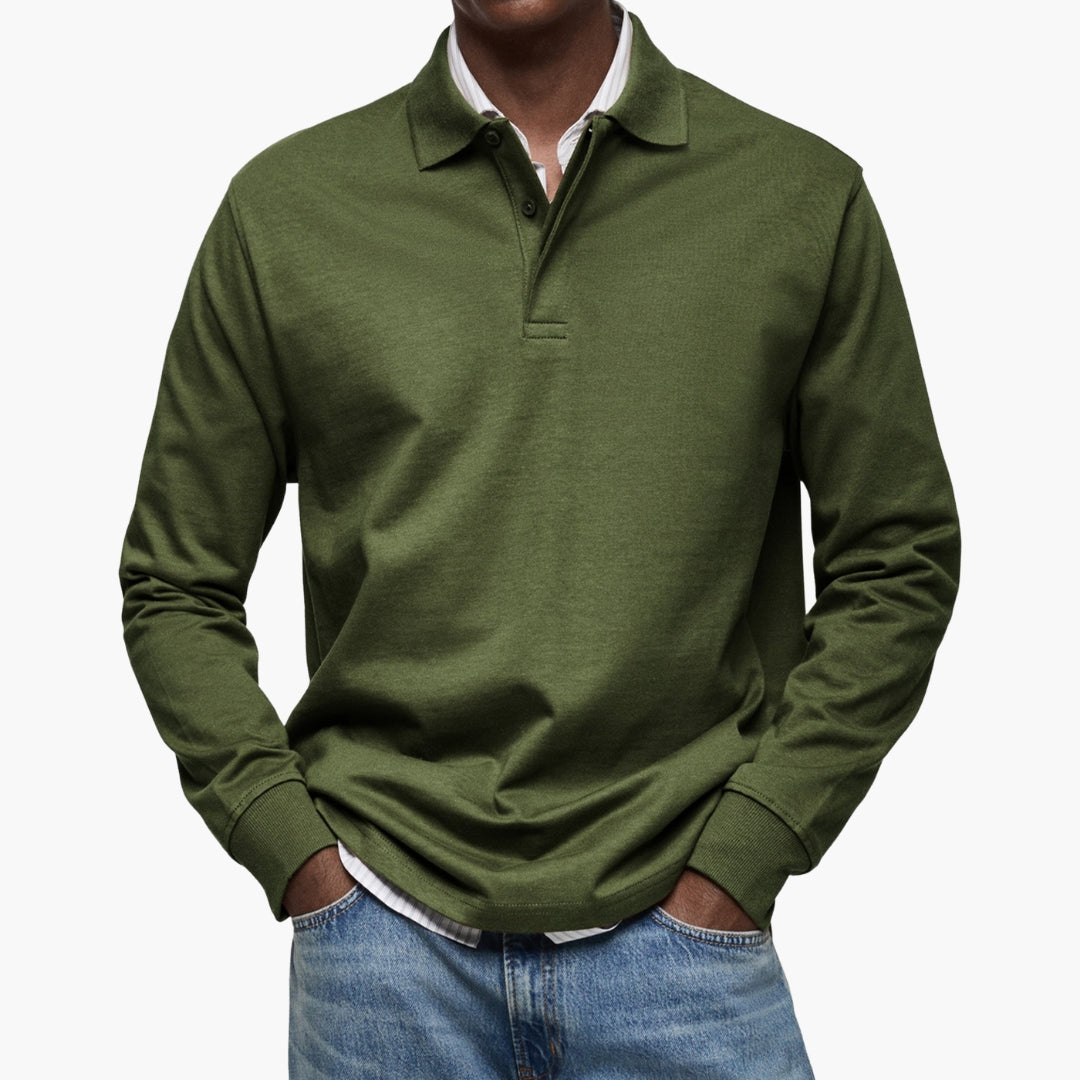 Poloshirt voor Heren met Lange Mouwen en Katoenmix