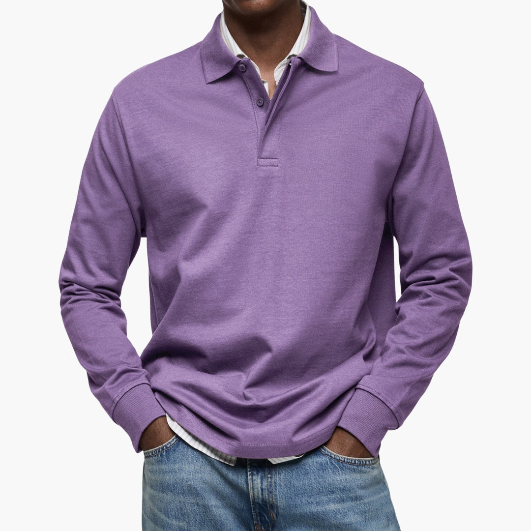 Poloshirt voor Heren met Lange Mouwen en Katoenmix