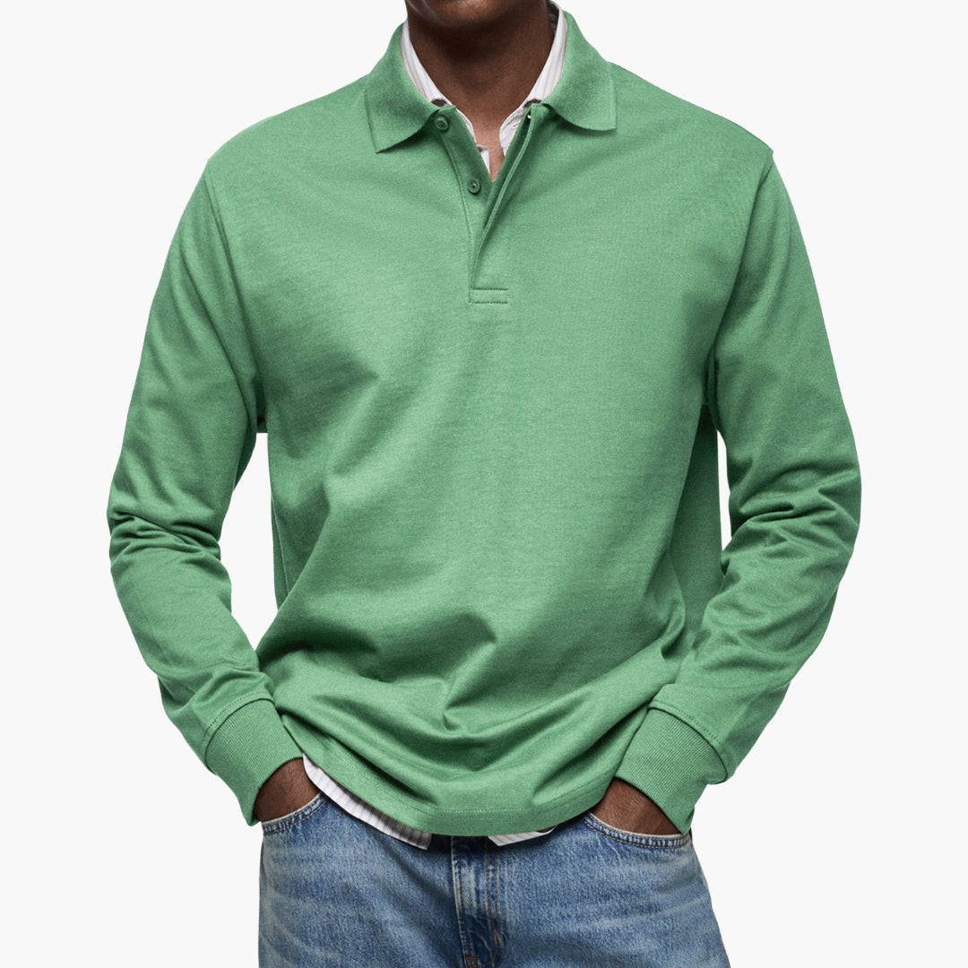 Poloshirt voor Heren met Lange Mouwen en Katoenmix