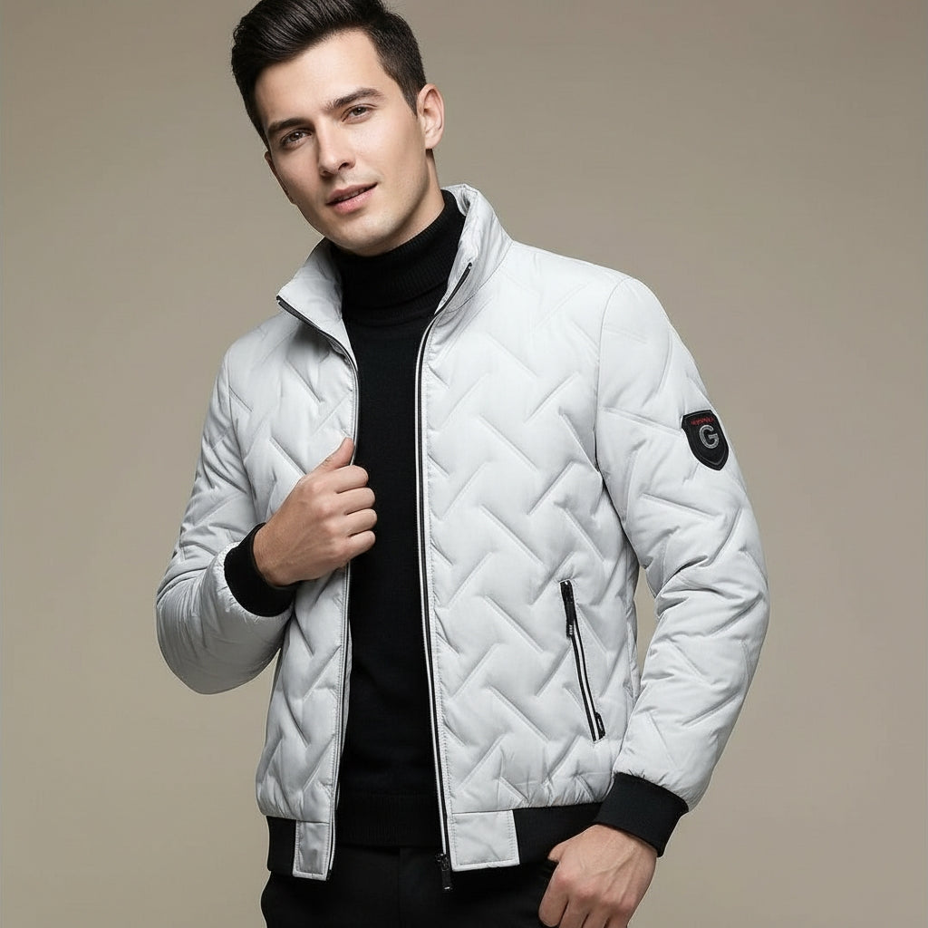Puffer Jas voor Heren met Geometrisch Design en Lichtgewicht Vulling