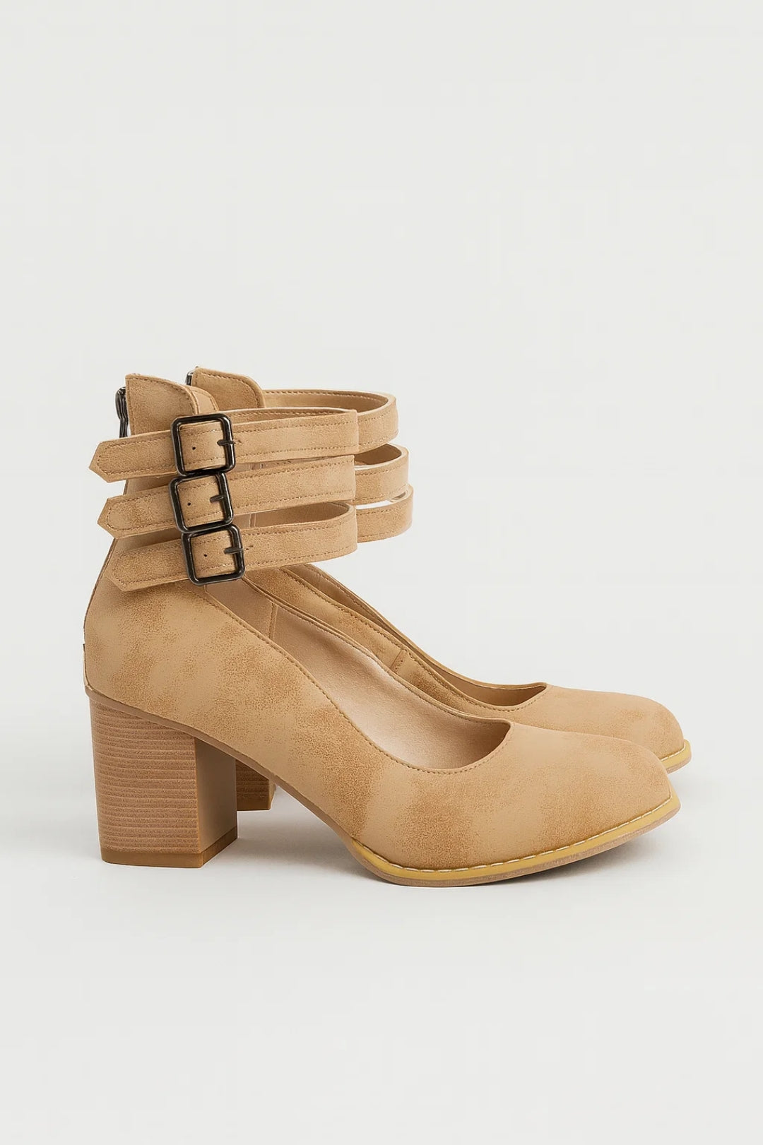 Pumps Dames Block Heel Enkelbandjes Elegant Casual