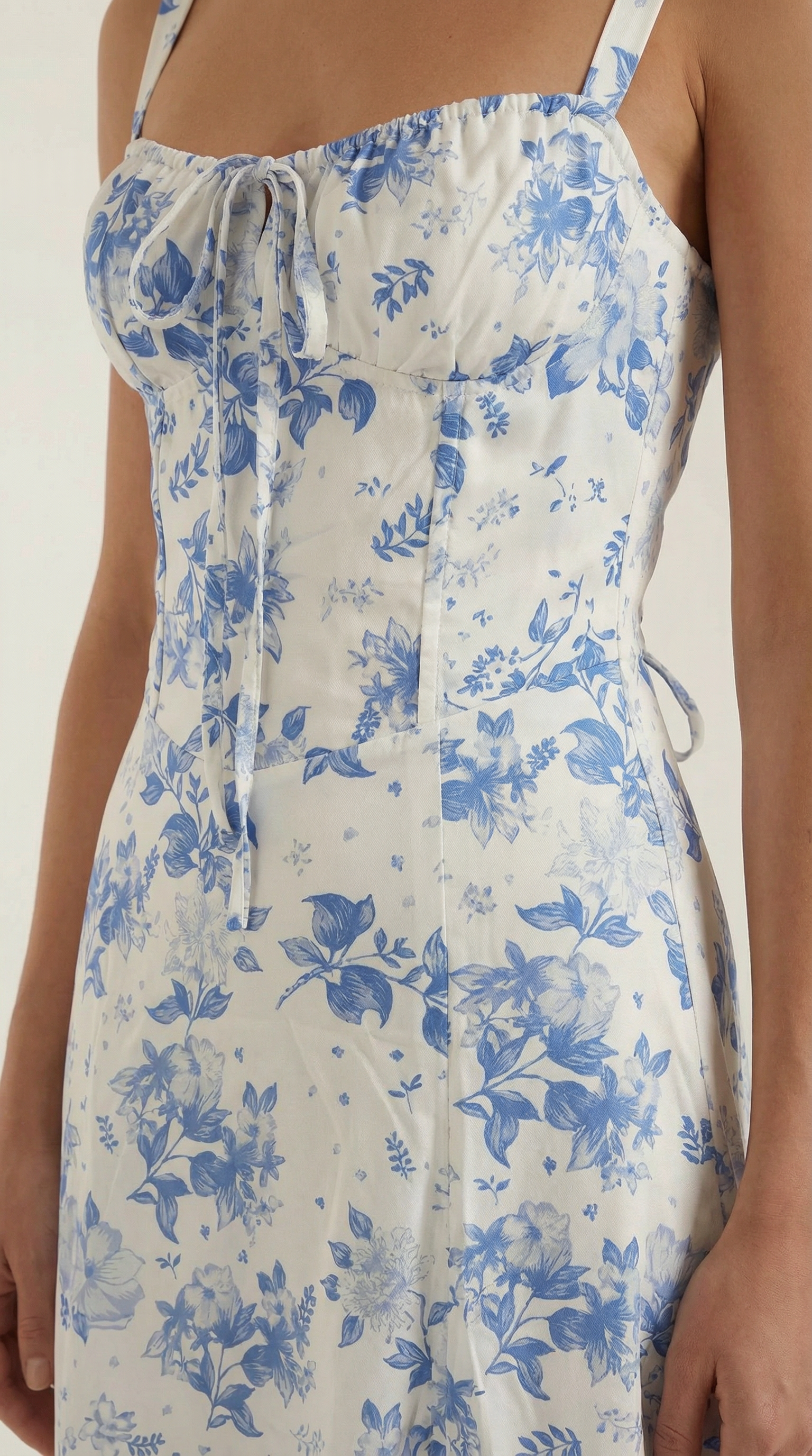 Midi-jurk dames A-lijn vintage bloemenprint hartvormige hals verstelbare rug