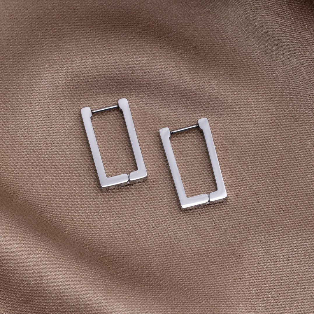 Elegante zilveren rechthoekige oorbellen