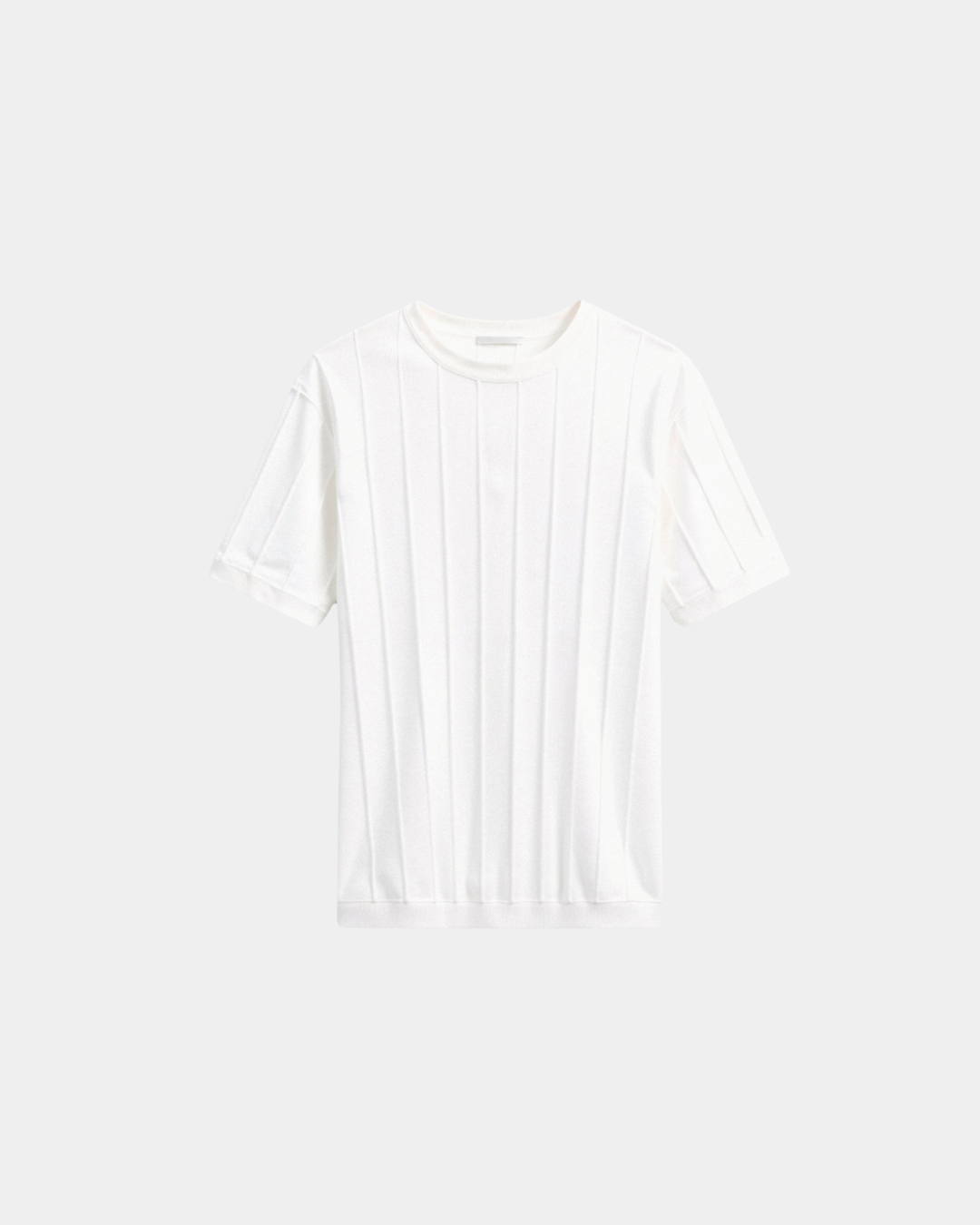 Slim Fit T-Shirt Heren Geribbeld Ronde Hals Casual