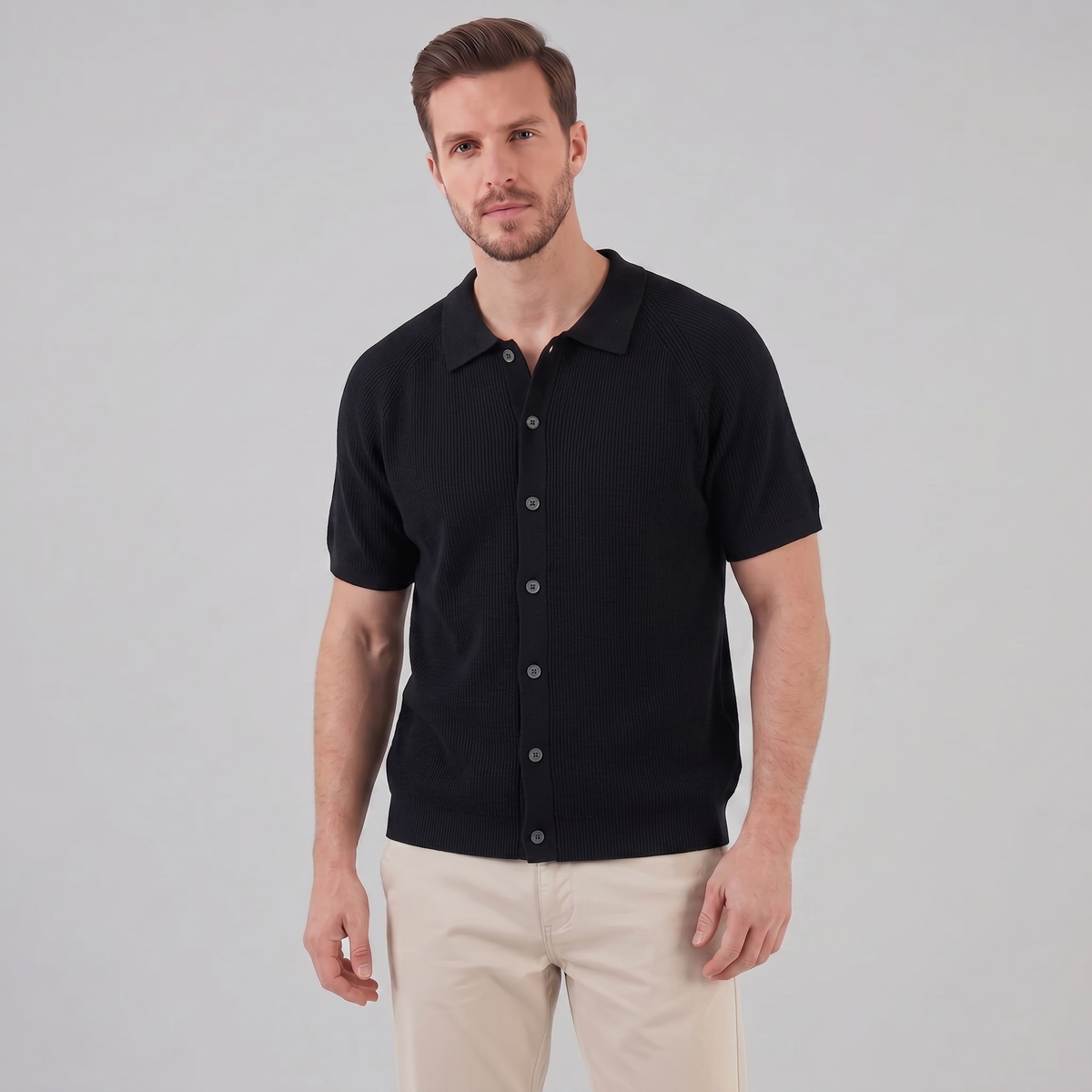 Smart Casual Polo Shirt Heren Lange Mouwen Button