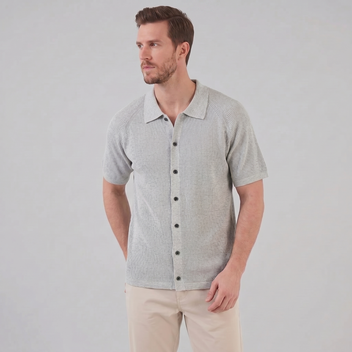 Smart Casual Polo Shirt Heren Lange Mouwen Button