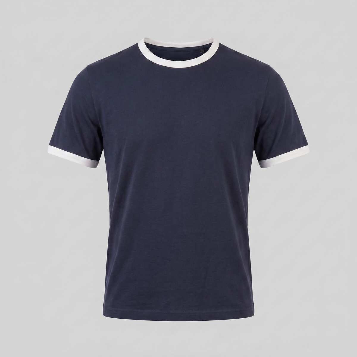 Smart Casual T-Shirt Heren Contrast Trim Crew Neck