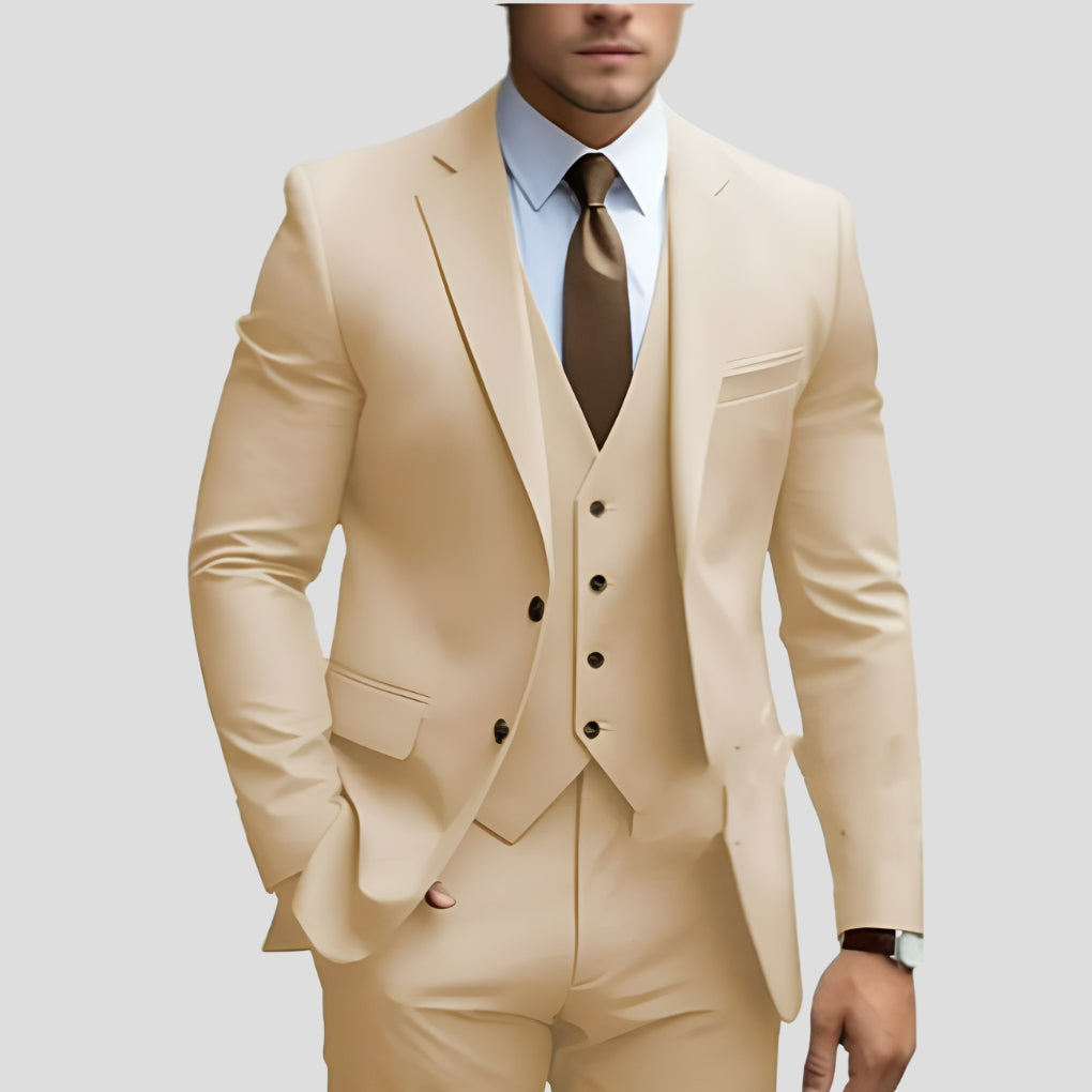 Stijlvol Drie Delig Pak voor Heren met Slim Fit en Elegante Pasvorm