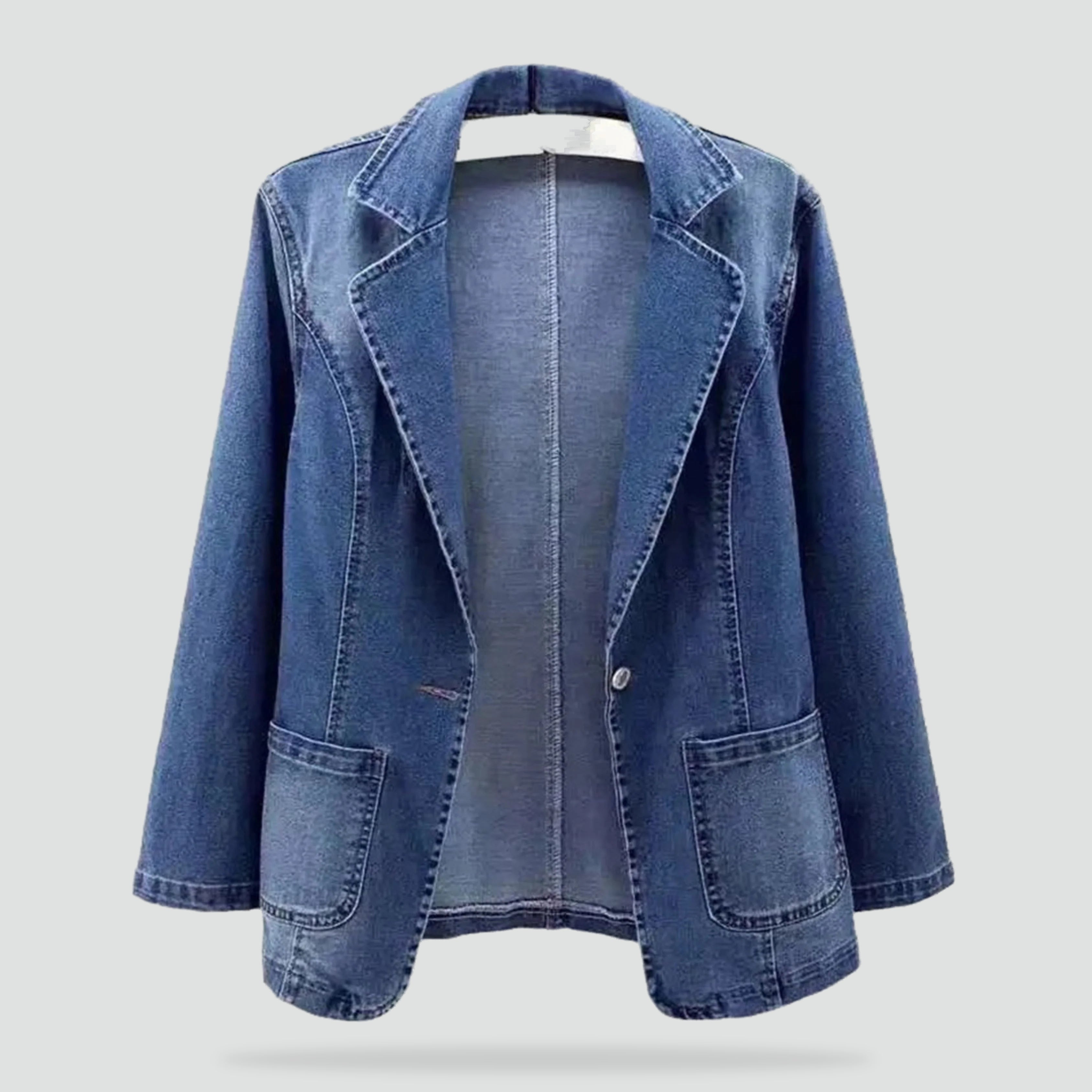 Stijlvolle Denim Blazer voor Dames met Pocket en Oversized Look