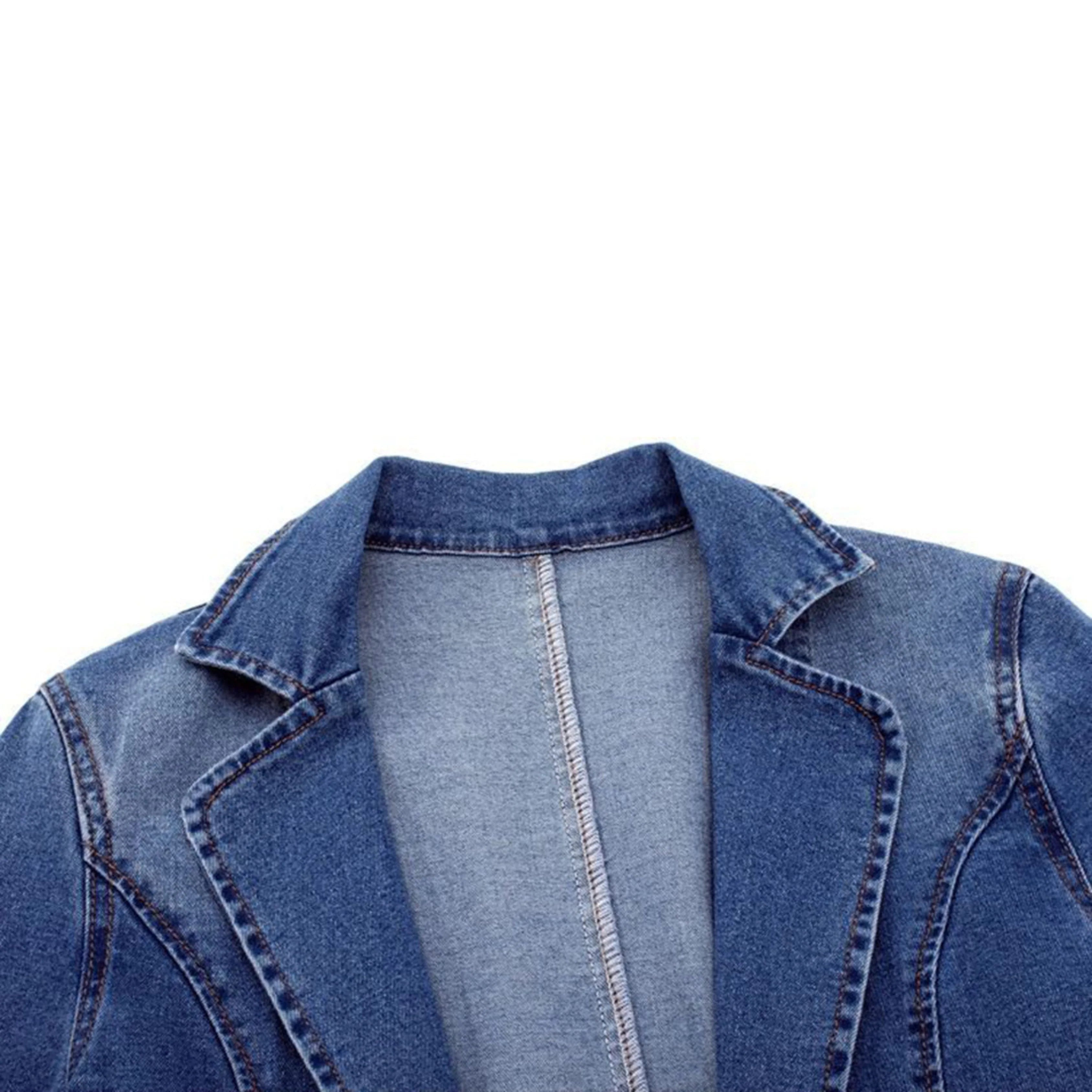 Stijlvolle Denim Blazer voor Dames met Pocket en Oversized Look