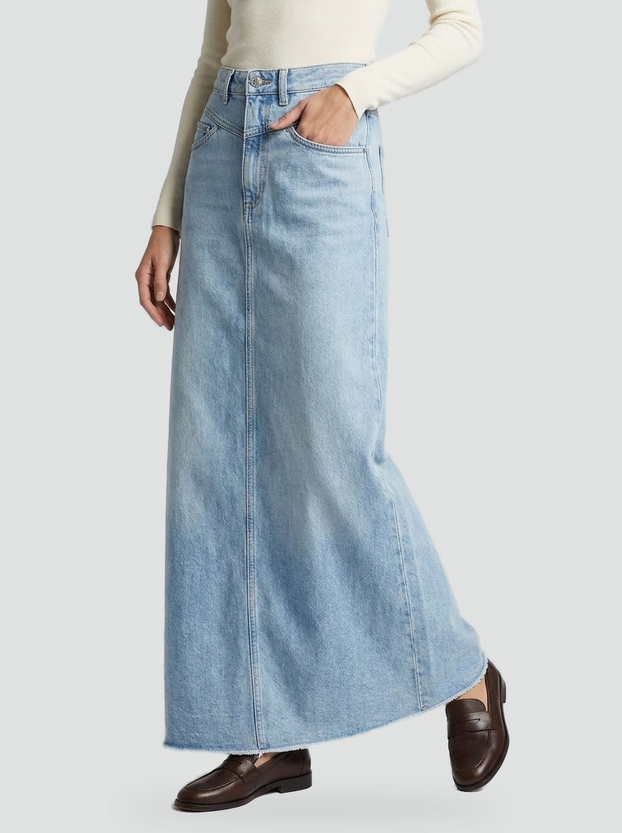 Stijlvolle Denim Maxi Rok voor Dames met Hoge Taille