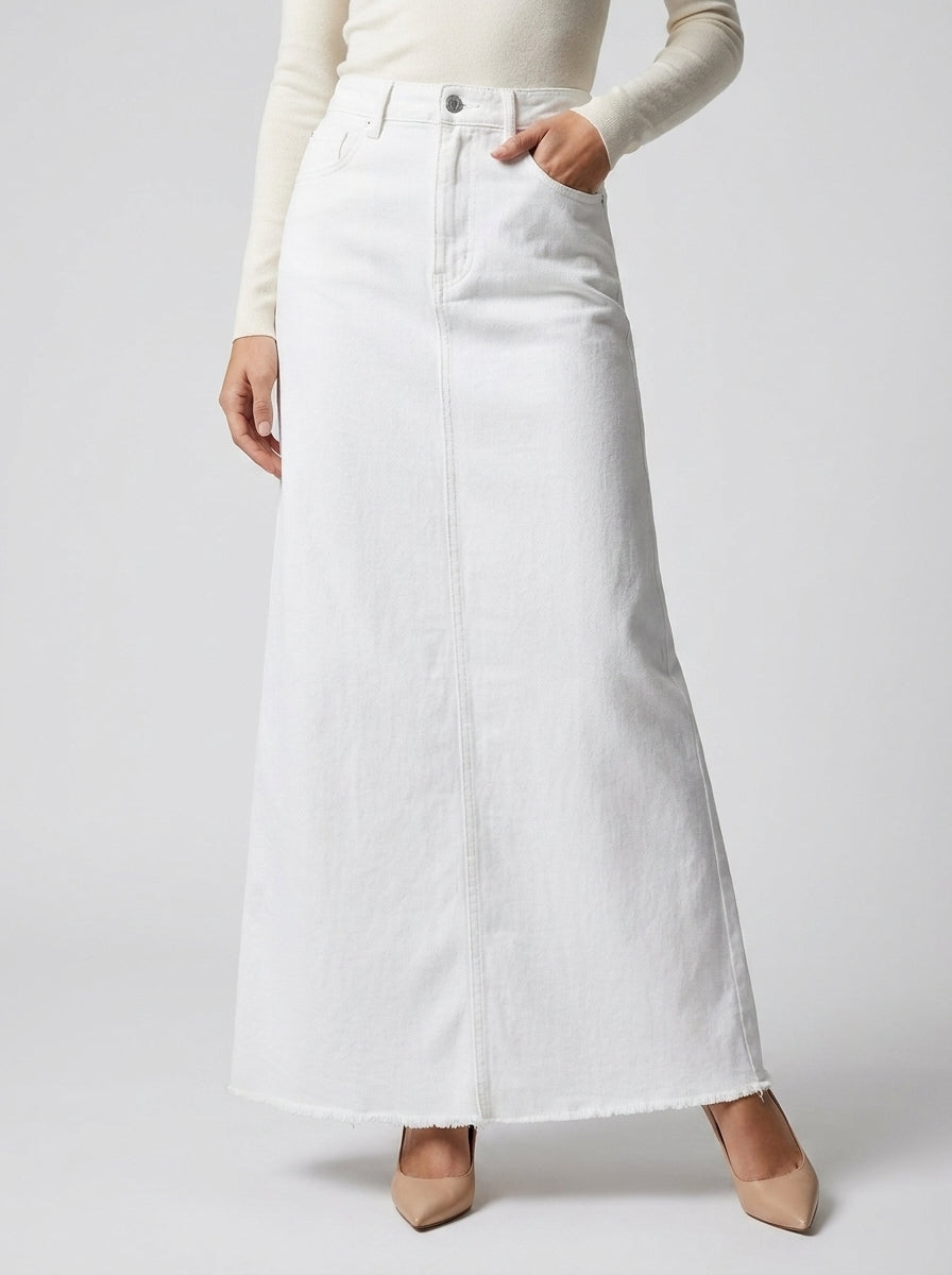 Stijlvolle Denim Maxi Rok voor Dames met Hoge Taille