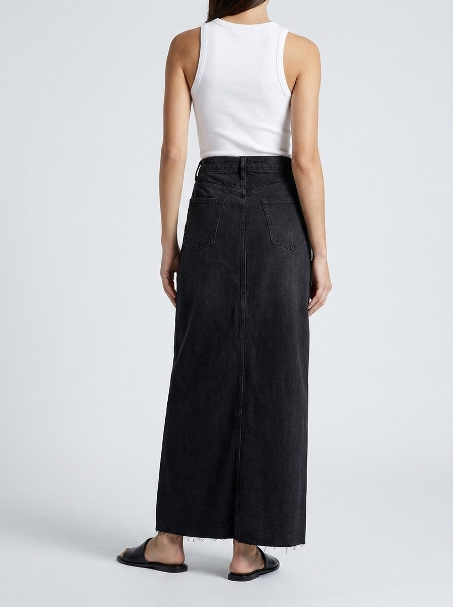 Stijlvolle Denim Maxi Rok voor Dames met Hoge Taille