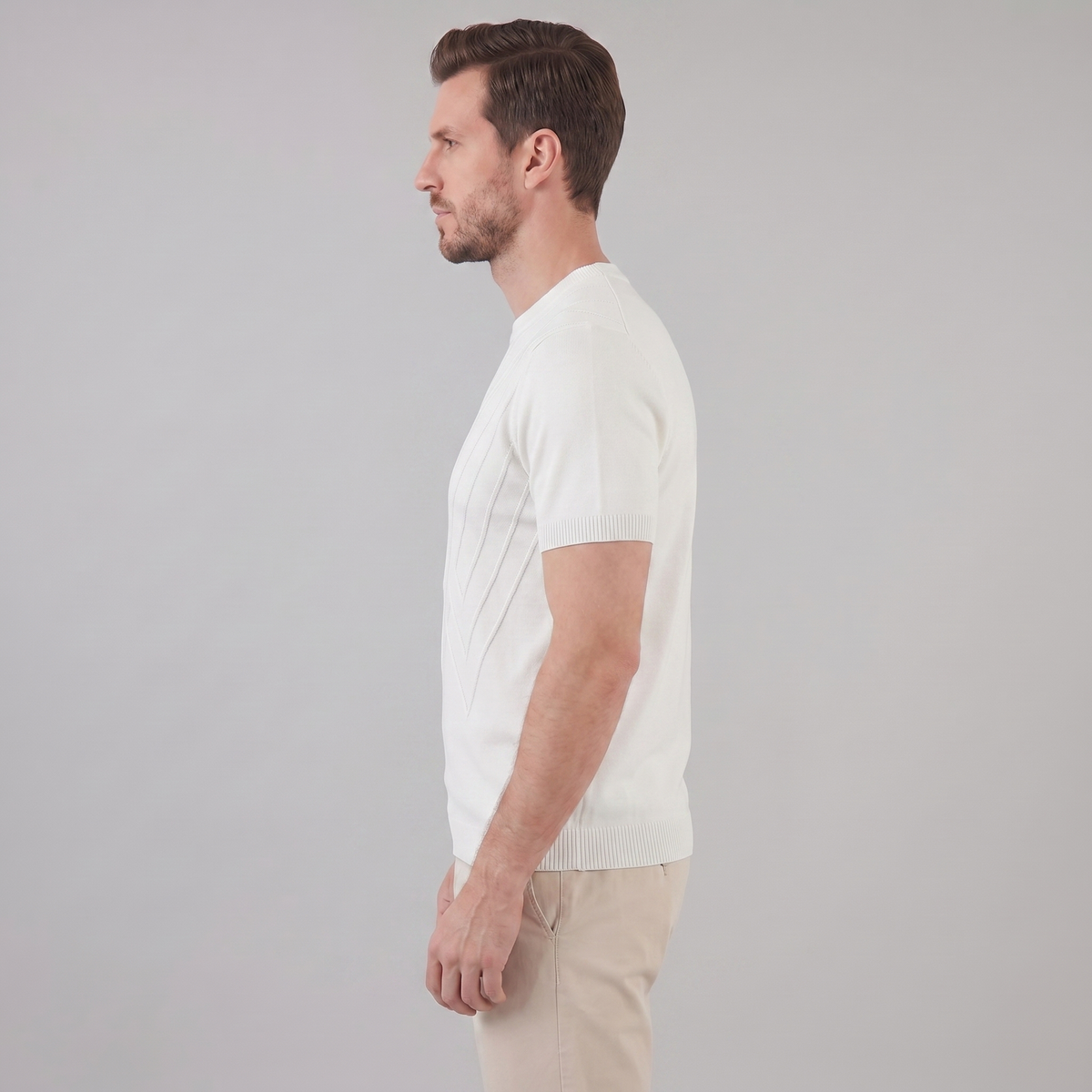 T-Shirt Heren Lange Mouwen Casual Textuur Crew Neck