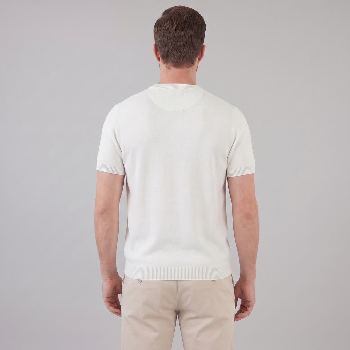 T-Shirt Heren Lange Mouwen Casual Textuur Crew Neck