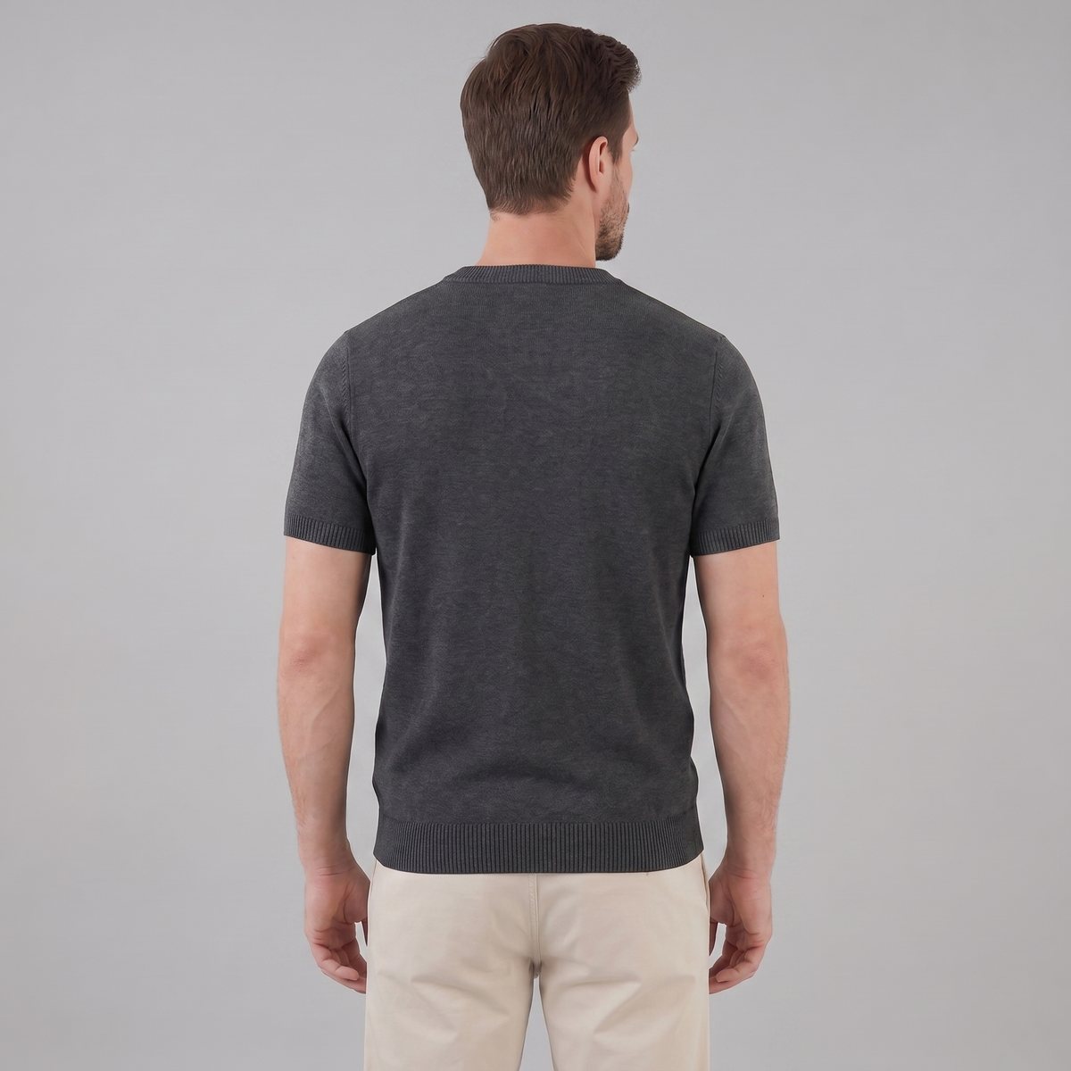 T-Shirt Heren Lange Mouwen Casual Textuur Crew Neck