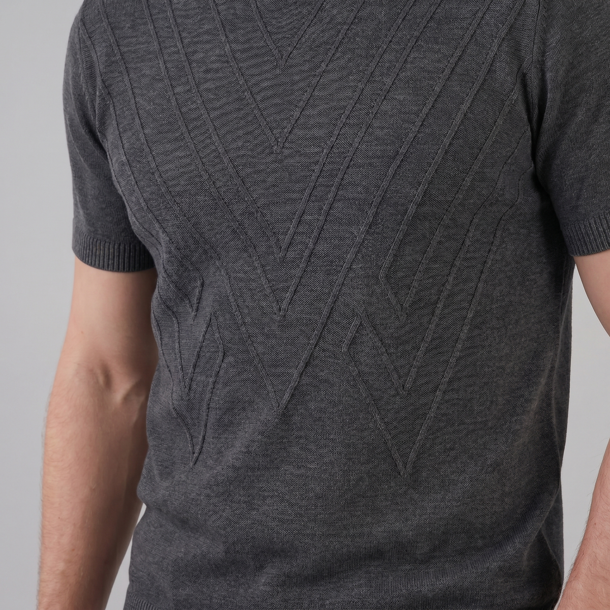T-Shirt Heren Lange Mouwen Casual Textuur Crew Neck