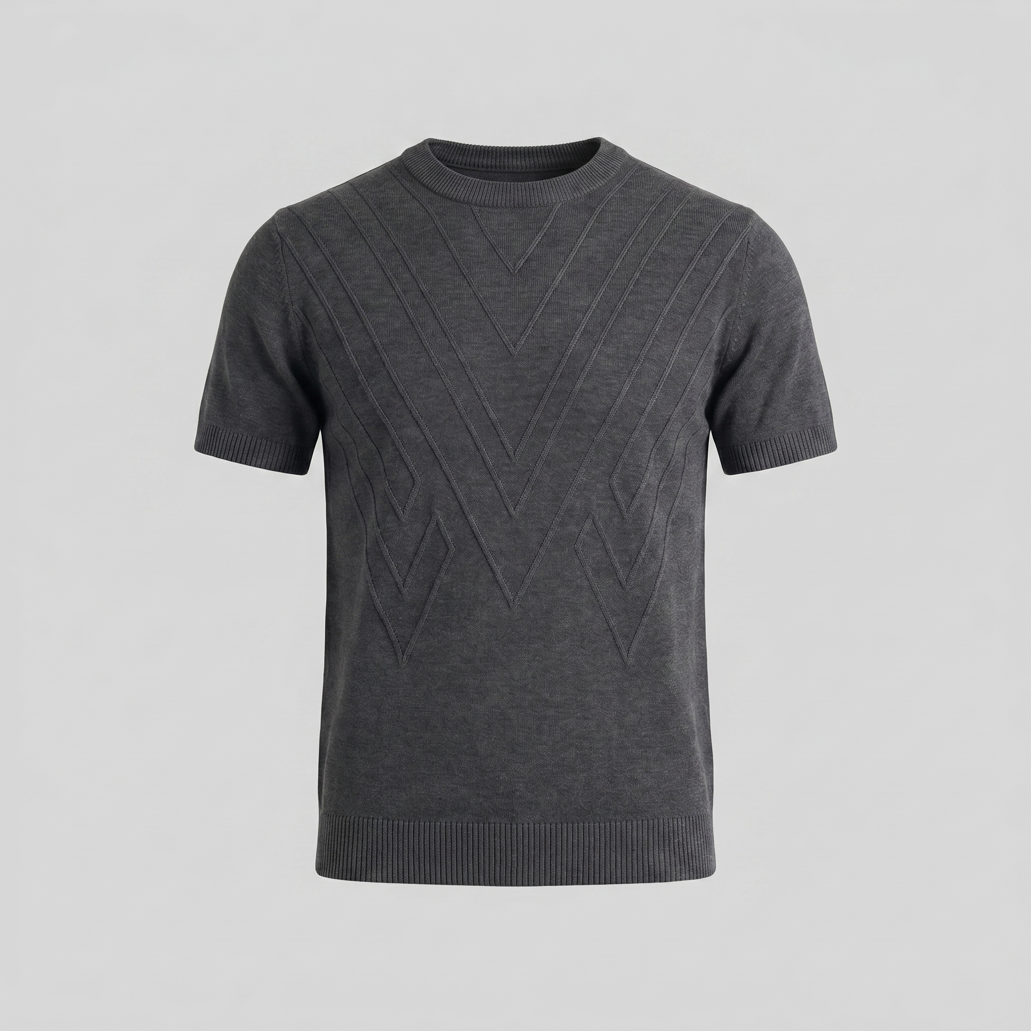 T-Shirt Heren Lange Mouwen Casual Textuur Crew Neck