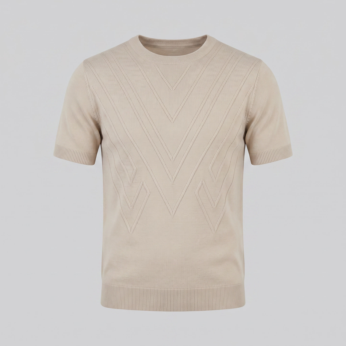 T-Shirt Heren Lange Mouwen Casual Textuur Crew Neck