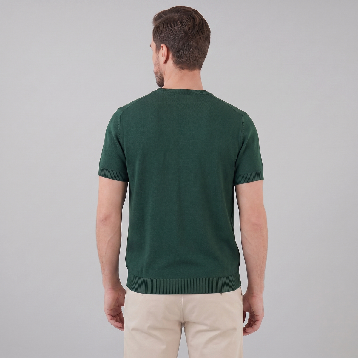 T-Shirt Heren Lange Mouwen Casual Textuur Crew Neck