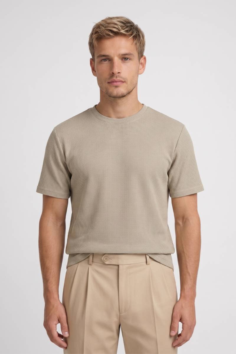 T-shirt Heren Regular Fit Waffle Textuur Korte Mouwen Casual