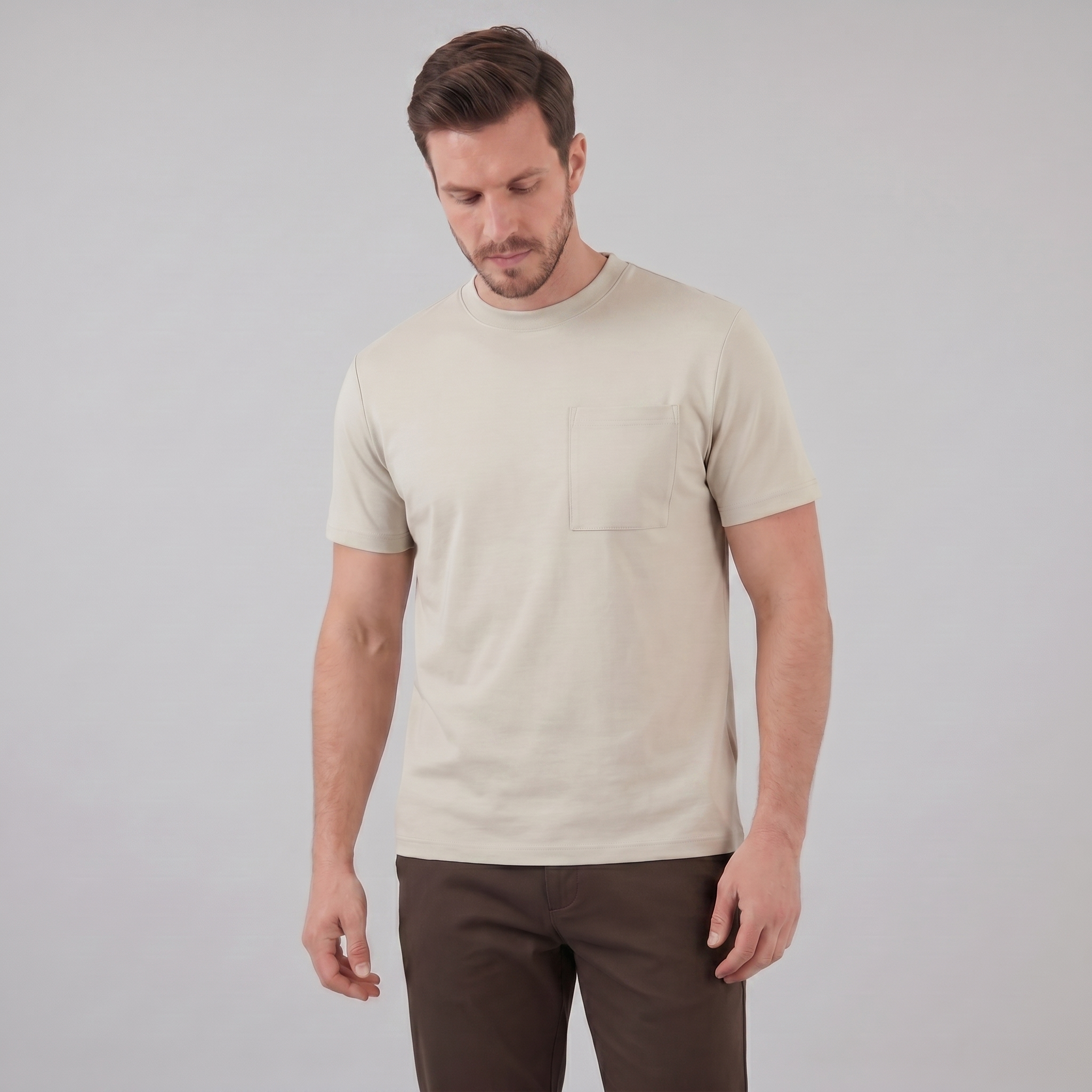 T-Shirt Heren Relaxed Fit Borststak Casual