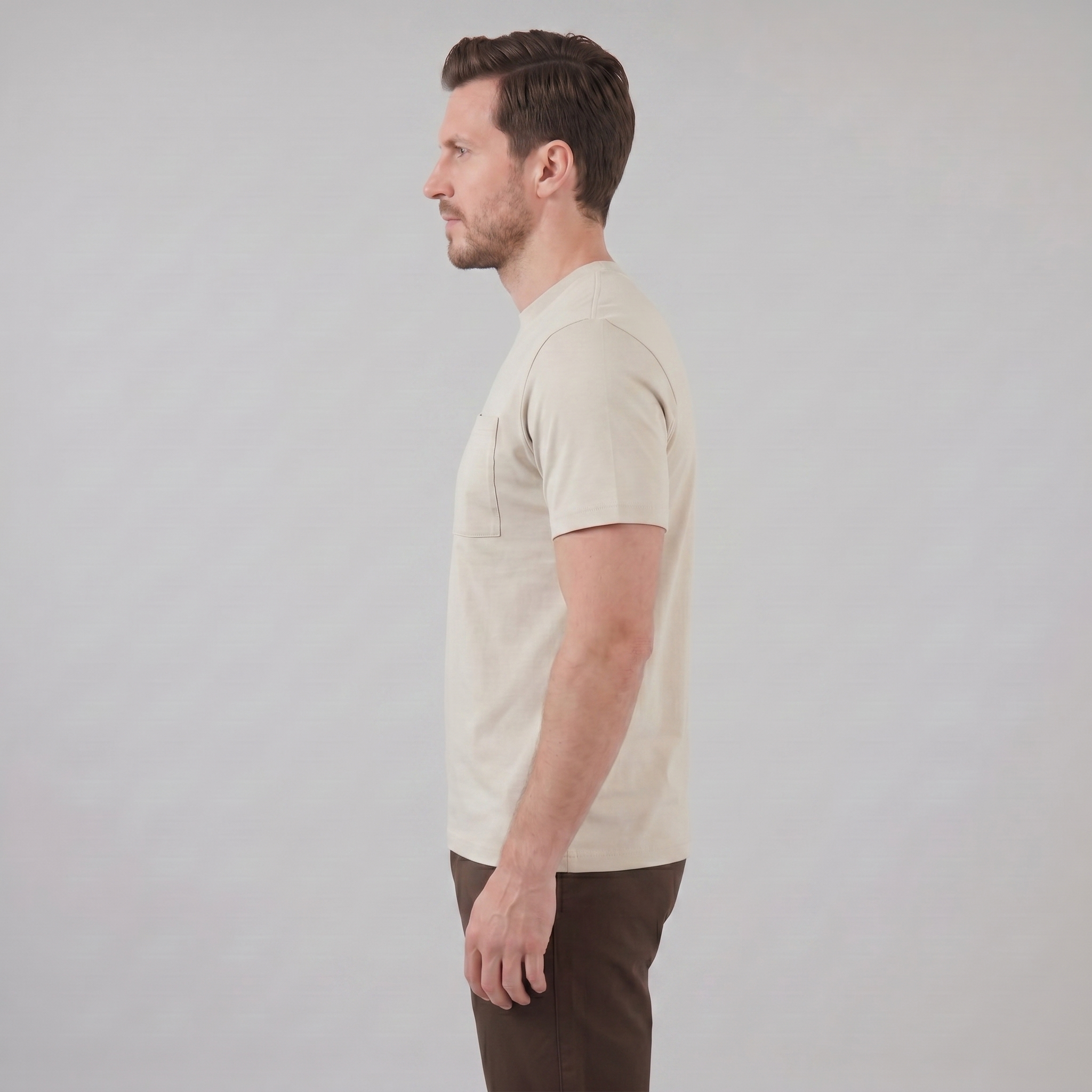 T-Shirt Heren Relaxed Fit Borststak Casual