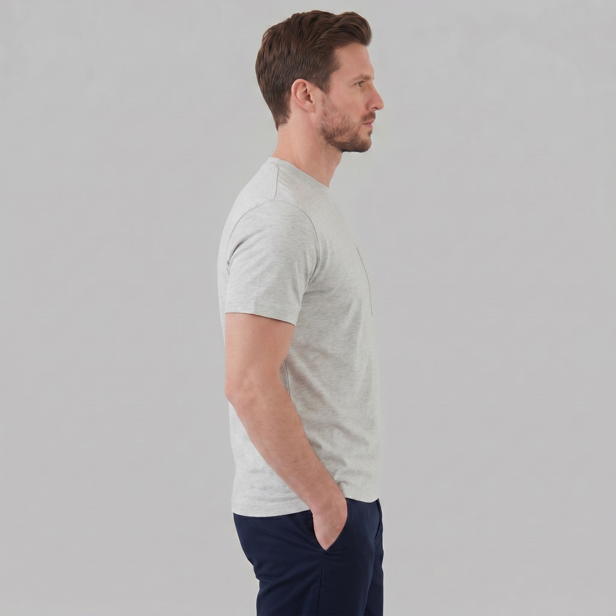 T-Shirt Heren Relaxed Fit Borststak Casual