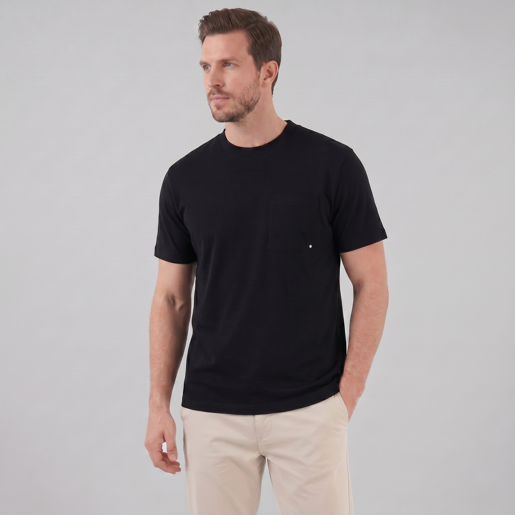 T-Shirt Heren Relaxed Fit Borststak Casual