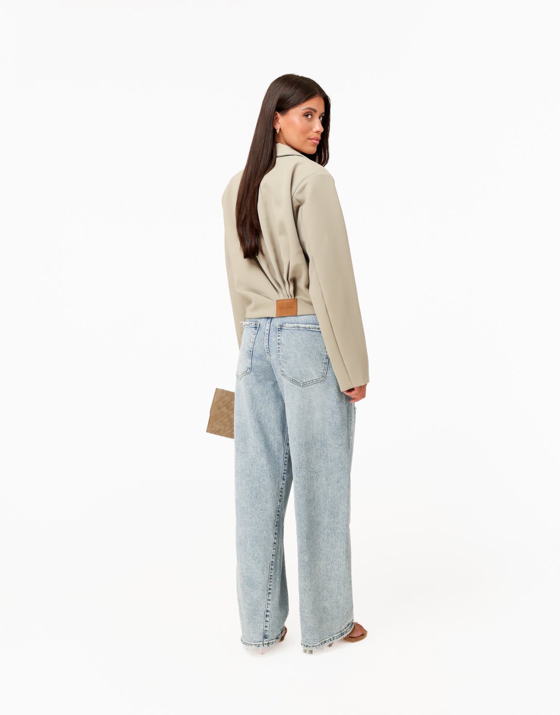 Taupe Premium Achterkant Detail - Jas