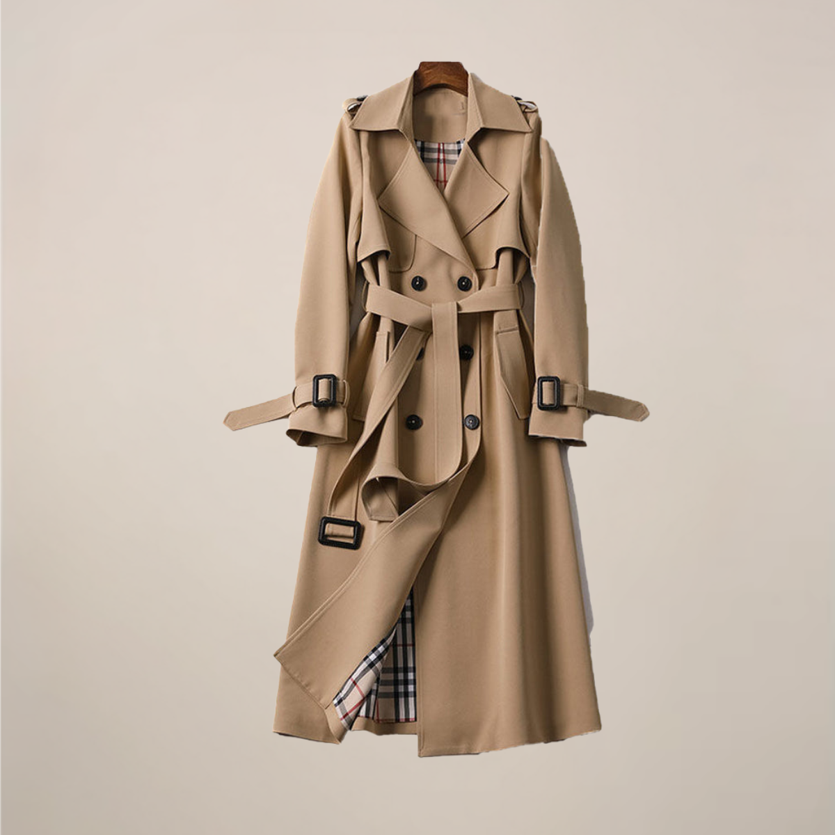 Trenchcoat Dames Double-Breasted Belted Classic Outerwear