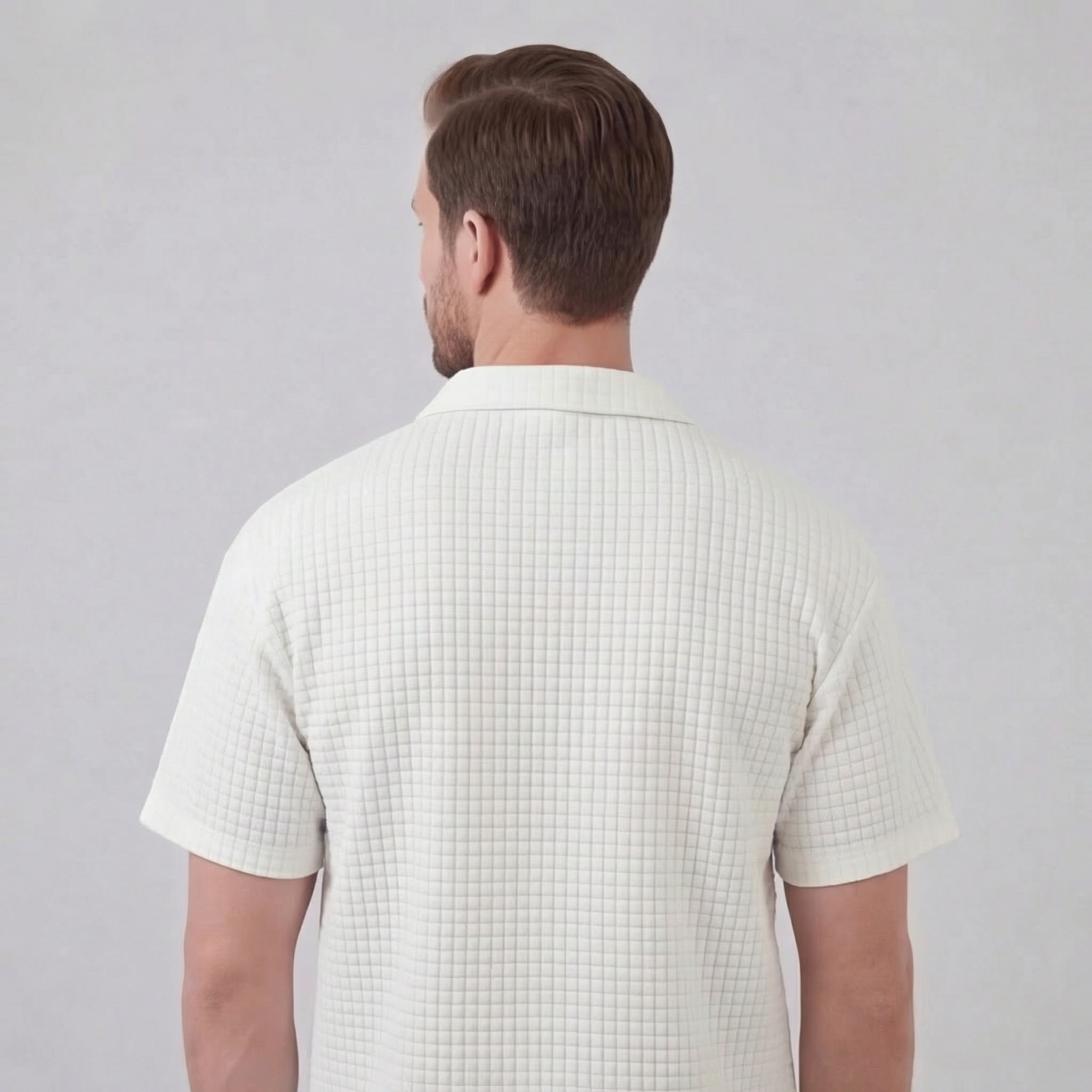Waffle Knit Set Heren Zomer Casual Half Zip Polo