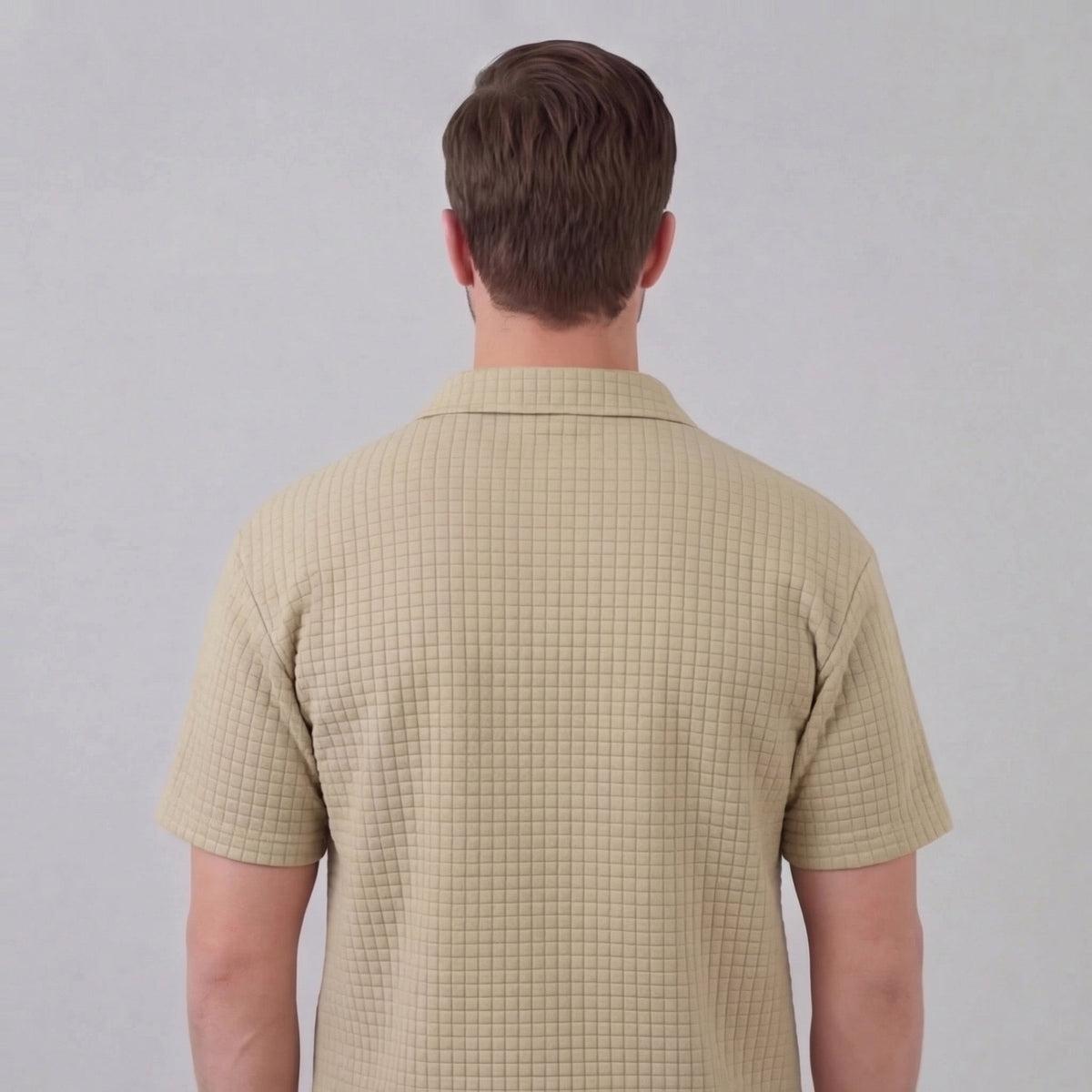 Waffle Knit Set Heren Zomer Casual Half Zip Polo