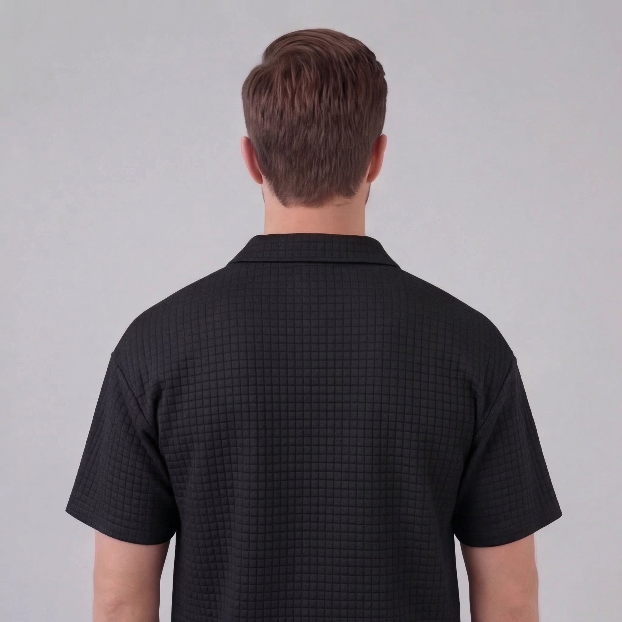 Waffle Knit Set Heren Zomer Casual Half Zip Polo