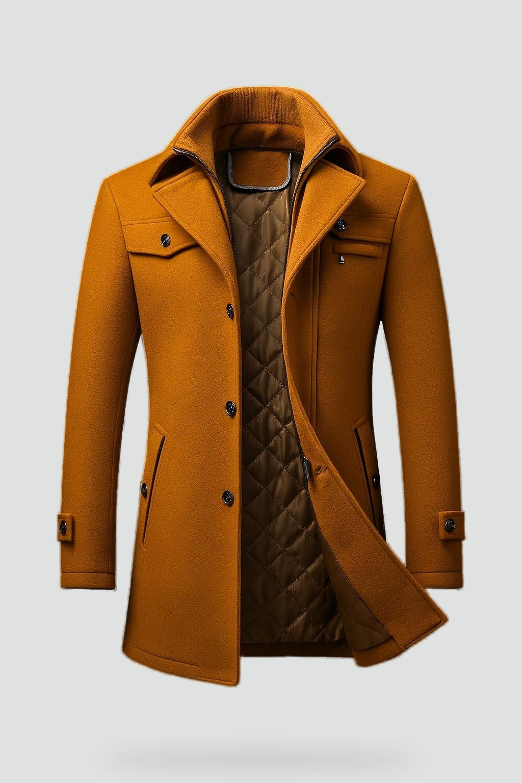 Warme Winterjas voor Heren met Textuurkraag voor de koude dagen
