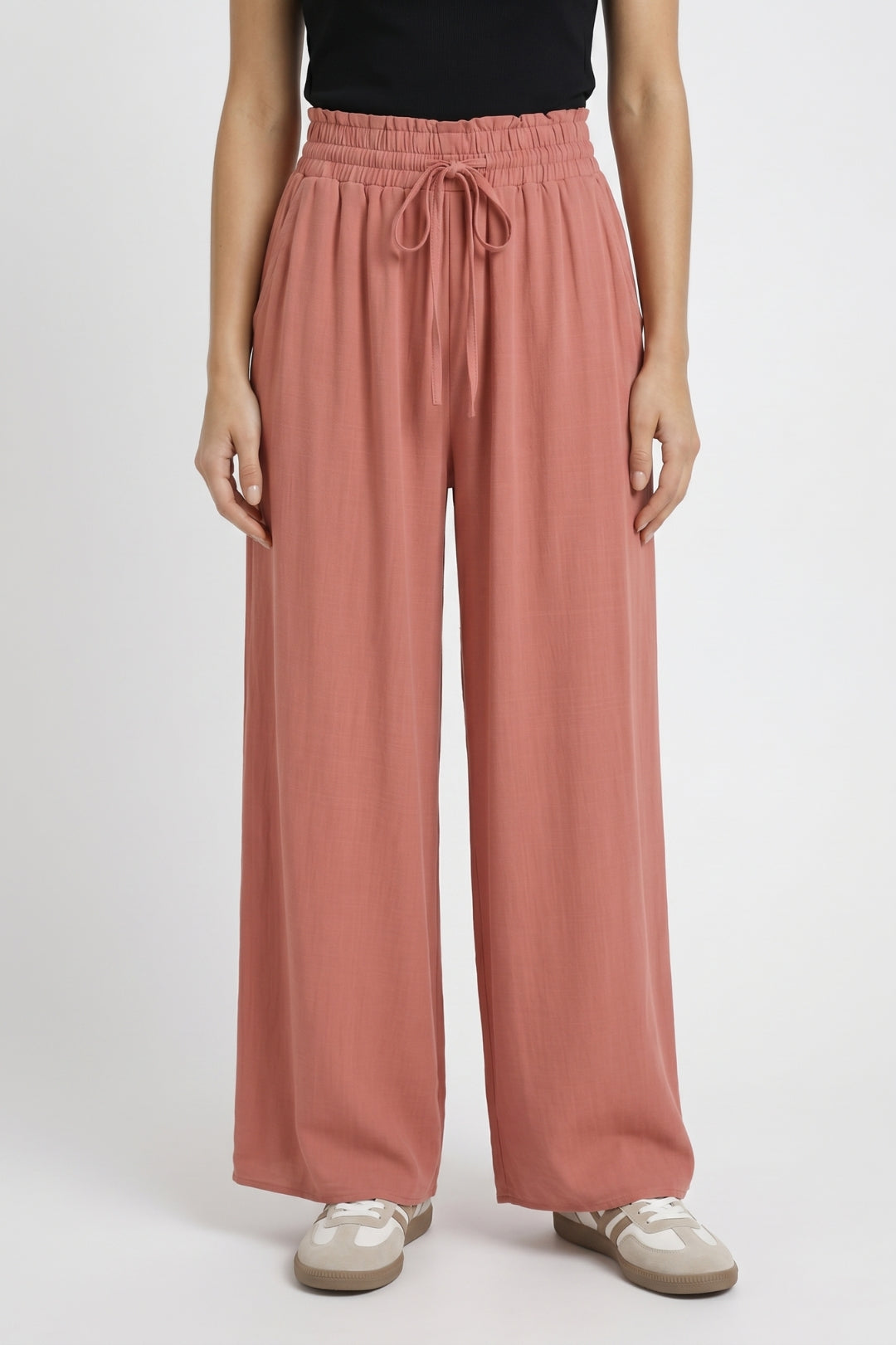 Wijde Palazzo Broek Dames Hoge Taille Elastische Band