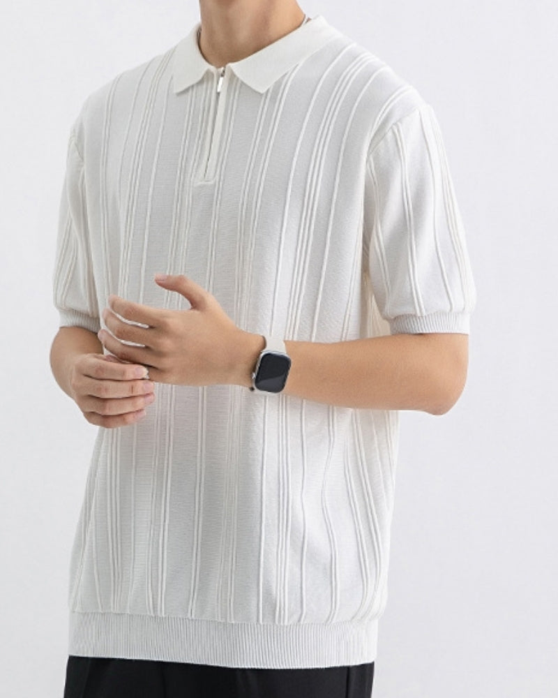 Zip-Up Polo Heren Casual Dagelijks Comfort Gebreide Knit