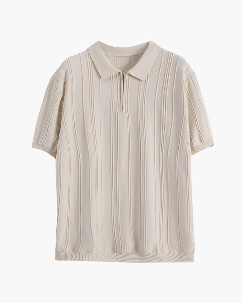Zip-Up Polo Heren Casual Dagelijks Comfort Gebreide Knit