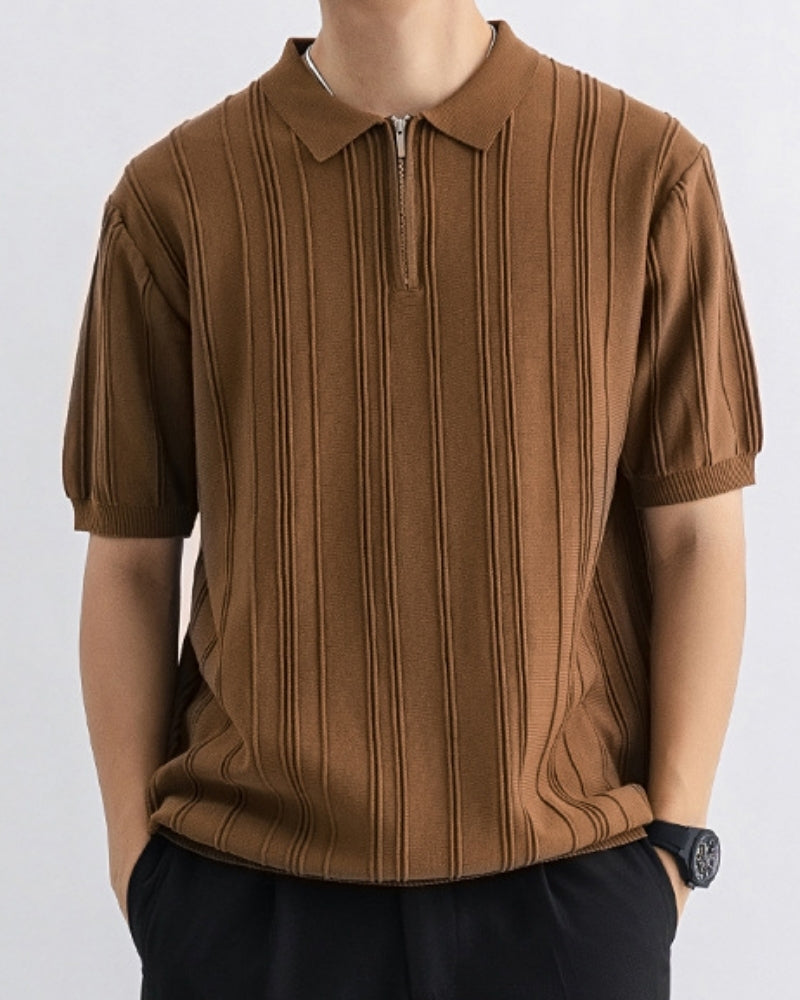 Zip-Up Polo Heren Casual Dagelijks Comfort Gebreide Knit