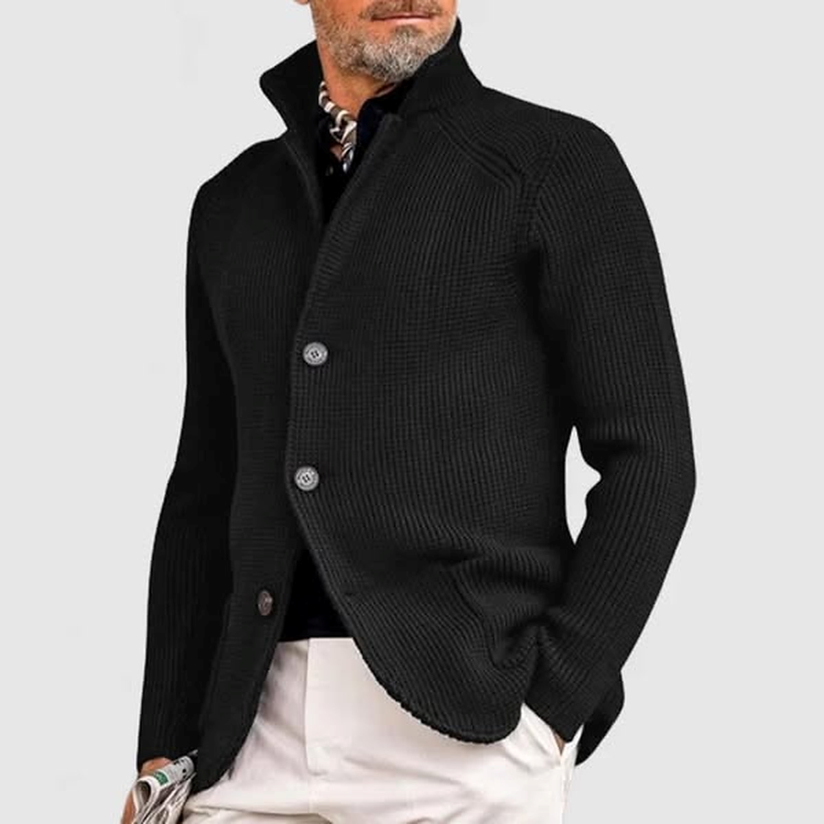 Whitman™ klassiek vest zwart, met knopen en opstaande kraag