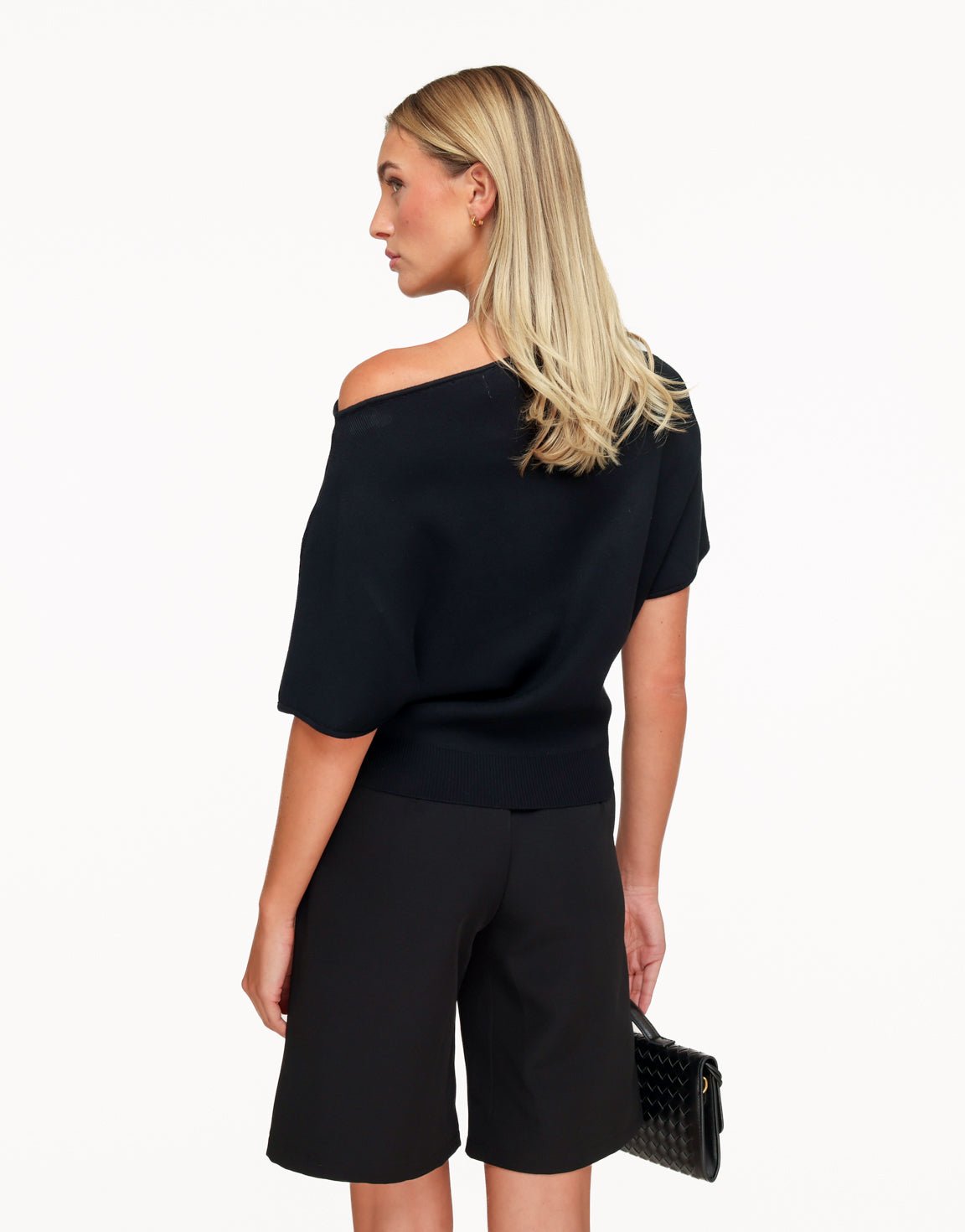Zwarte Gebreide Off Shoulder - Trui