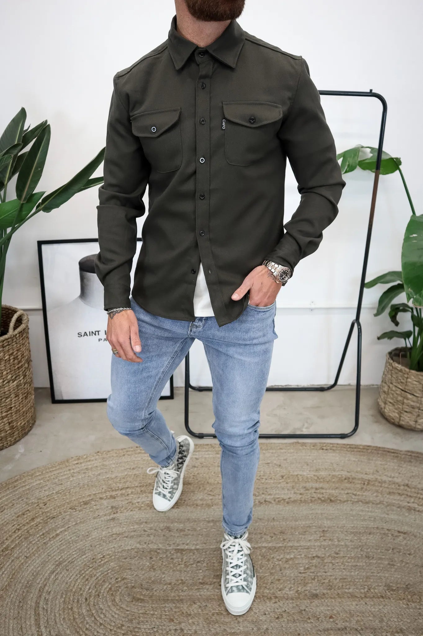 Heren Overshirt Jas Borstzakken Lente Herfst Casual Lichtgewicht