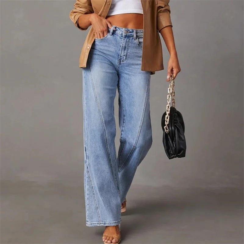Wijde Pijpen Jeans Voor Dames Met Hoge Taille Pasvorm