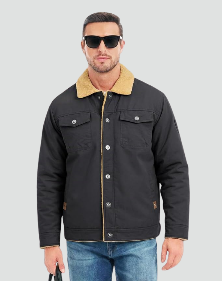 Sherpa Fleece Jas Heren Gevoerd Drukknopen Borstzakken