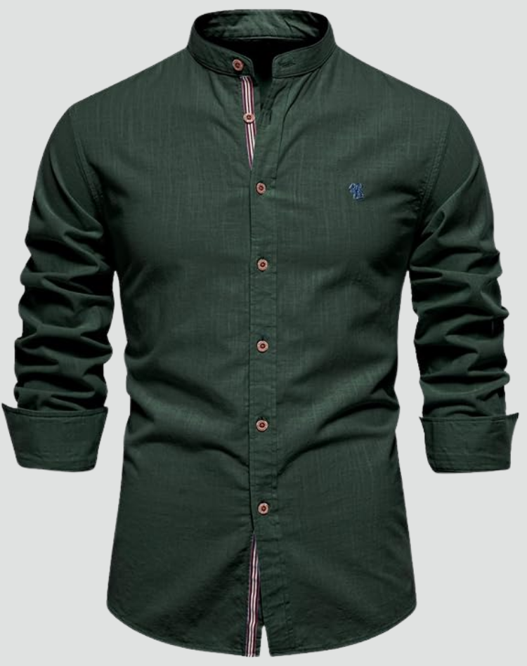 Heren Linnen Overhemd Korte Mouwen Slim Fit